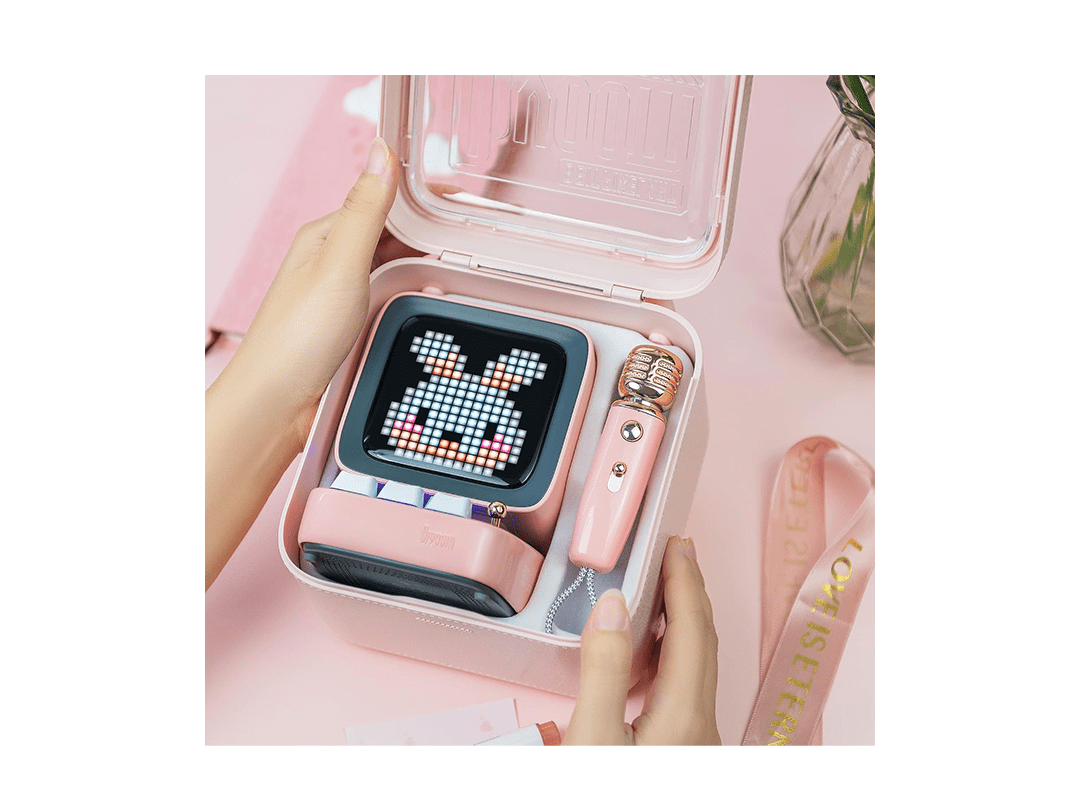 Divoom Ditoo-Mic Bluetooth Speaker with Karaoke Microphone - Pink in Qatar Divoom Ditoo-Mic Bluetooth Speaker with Karaoke Microphone - Pink in Qatar